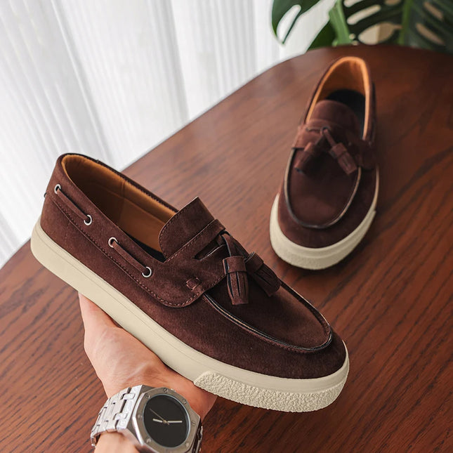 Luxury Men's Suede Tassel Loafers – Comfortable Stylish Dress Shoes