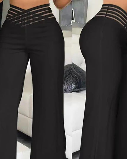 Women's High-Waisted Waist Belt Casual Straight Loose Wide-Leg Pants