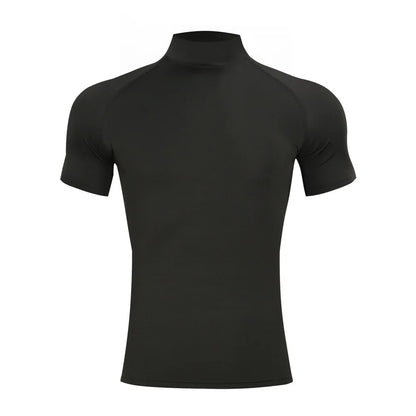 Black short-sleeve shirt on a white background