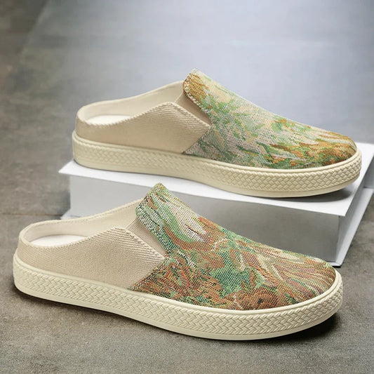 Men's Canvas Slippers – Anti-Slip Soft Sole Half Slippers