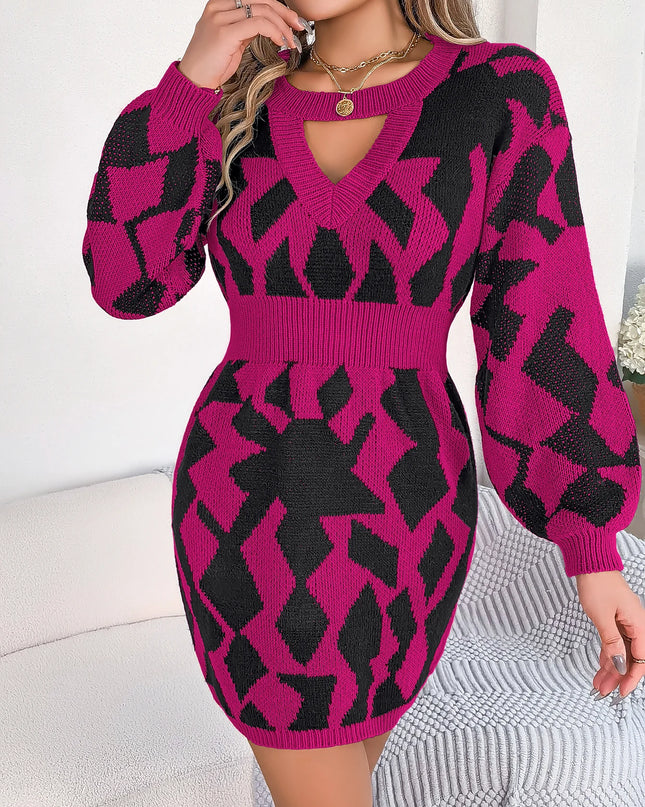 Women's Lantern Sleeve Knitted Dress