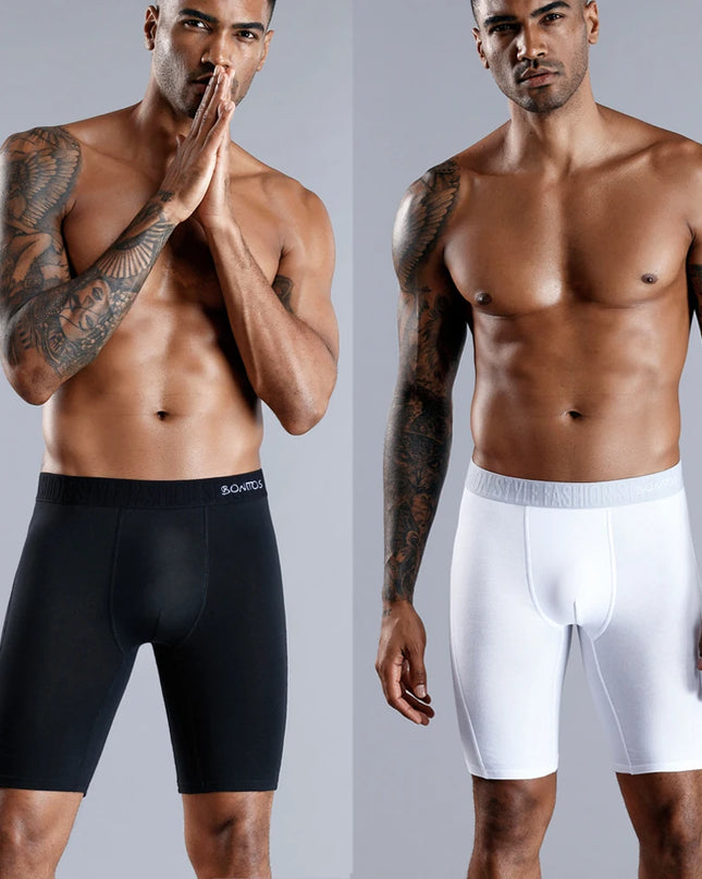 Men's Cotton Long Boxers – Set of 4 Trunks, Comfortable & Breathable Underwear