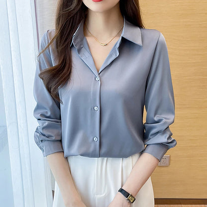 Long Sleeve Satin Shirt for Women