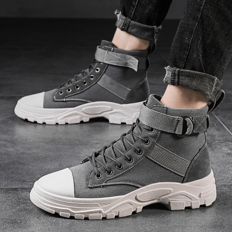 Men's High-Top Canvas Flat Lace-Up Sneakers