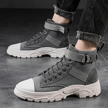 Men's High-Top Canvas Flat Lace-Up Sneakers