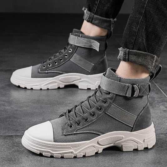 Men's High-Top Canvas Flat Lace-Up Sneakers