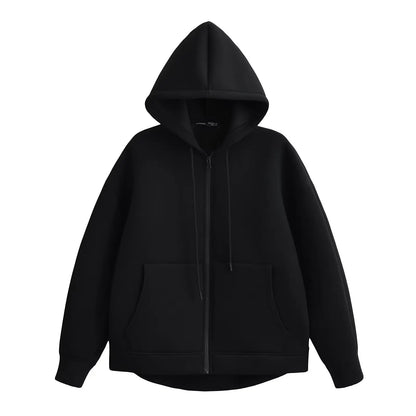 TRAFA Women's Zipper Hoodie Jacket – Loose Fit Casual Zip-Up Sweatshirt for Women