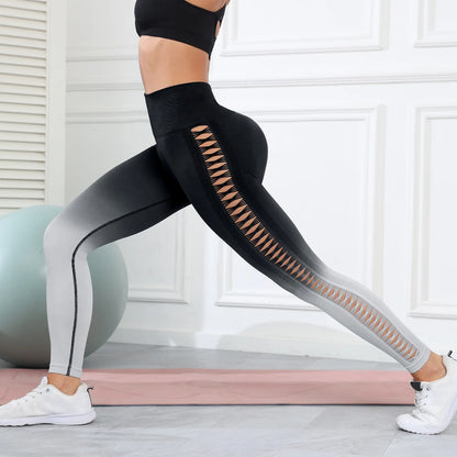 Women's High-Waisted Mesh Yoga Leggings - Various Colors