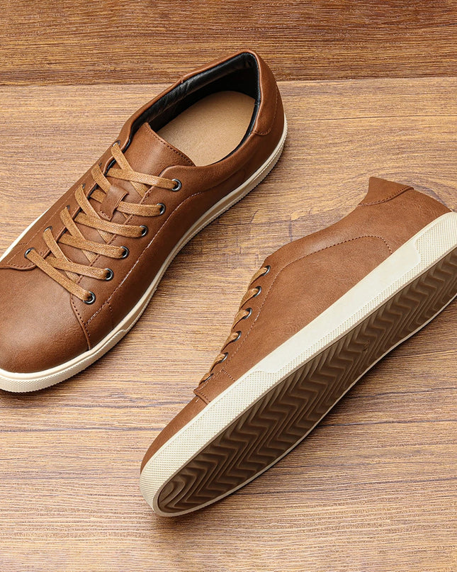 Men's Casual Faux Leather Lace-Up Sneakers