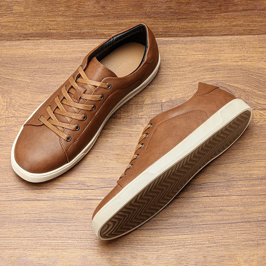 Men's Casual Faux Leather Lace-Up Sneakers