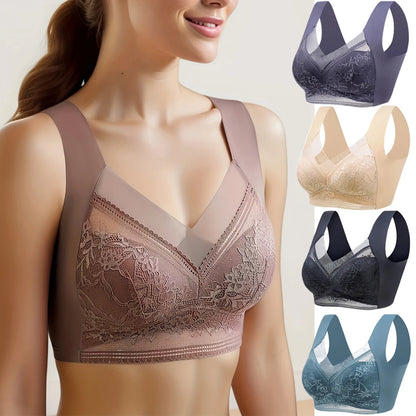 Women's Wireless Lace Push-Up Bralette in Ice Silk Seamless Design