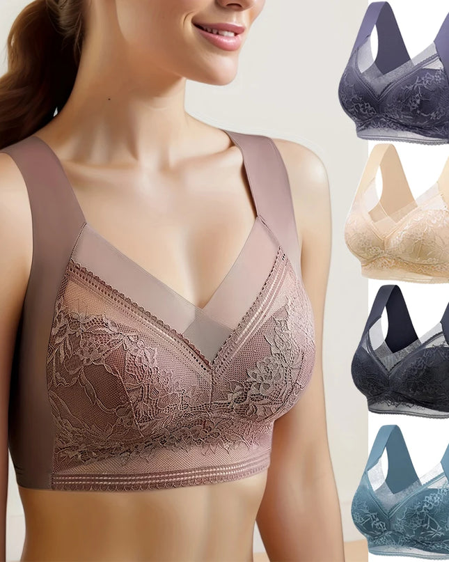 Women's Wireless Lace Push-Up Bralette in Ice Silk Seamless Design