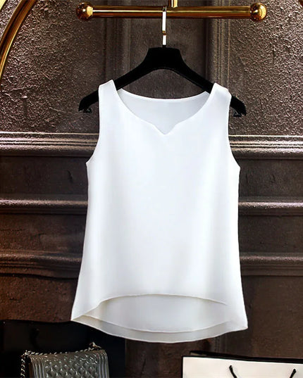 Sleeveless Chiffon V-Neck Blouse for Women
