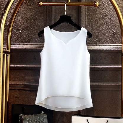 Sleeveless Chiffon V-Neck Blouse for Women