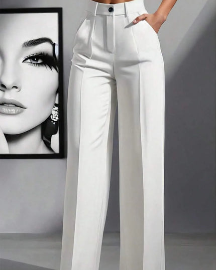 High-Waisted Straight Leg Pants for Women with Button Fly