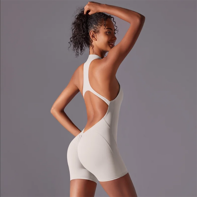 Women's Fitted Zippered Sports Unitard - High-Performance Athletic Jumpsuit for Women