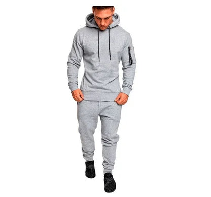 Men's Two-Piece Hooded Sweatshirt & Drawstring Pants Set