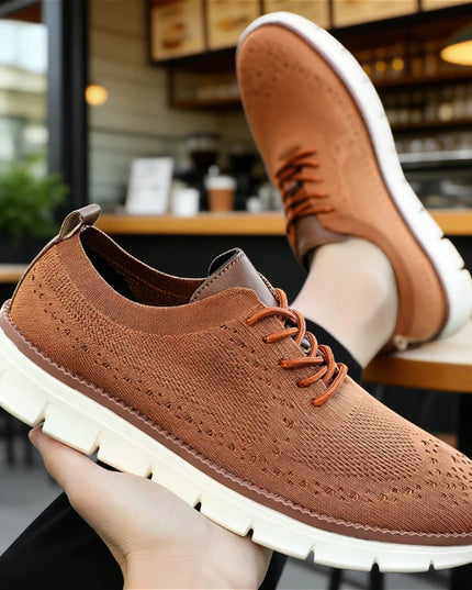 Men's Breathable Casual Shoes with Shock Absorption and Lace-Up Design