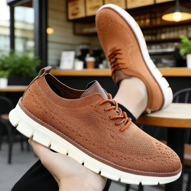 Men's Breathable Casual Shoes with Shock Absorption and Lace-Up Design