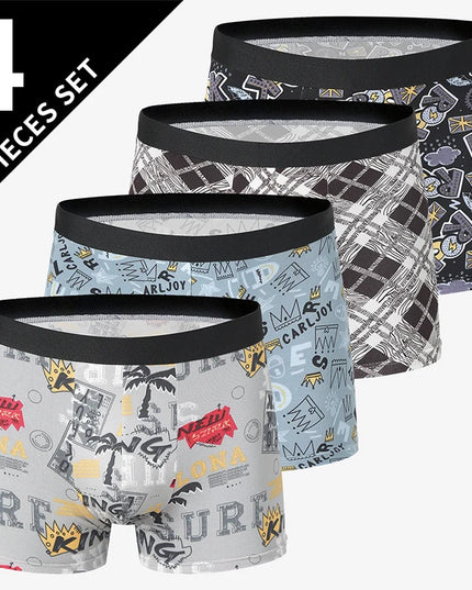 4-Pack Men's Comfortable Elastic Waist Trunks