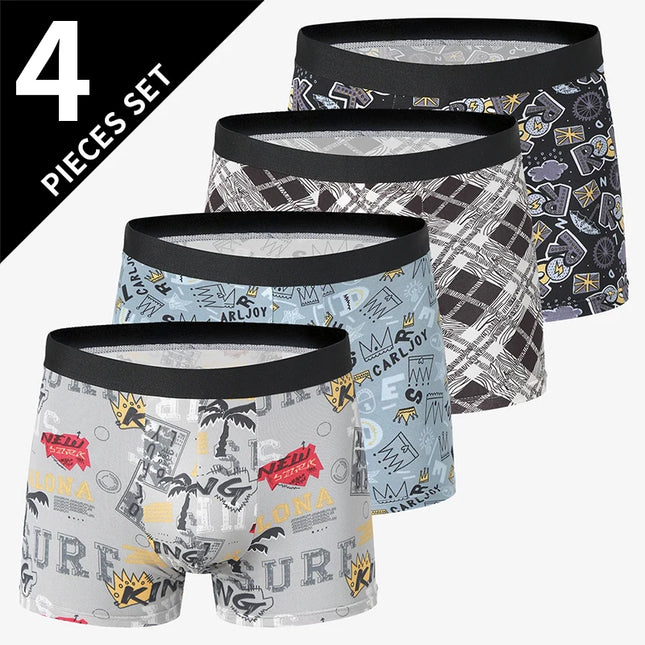 4-Pack Men's Comfortable Elastic Waist Trunks