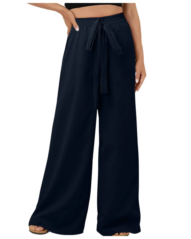 Women's Wide Leg Loose Fit Drawstring Casual Pants