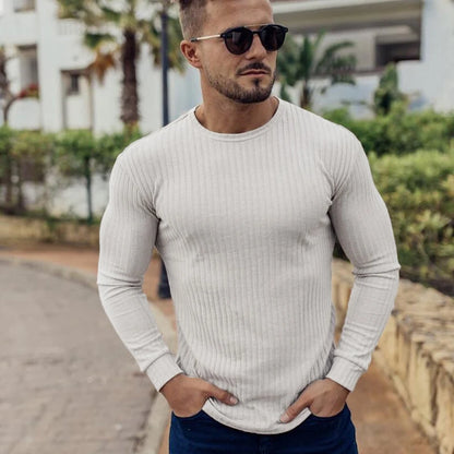 Men's Slim Fit Knitted Sweater - Breathable, Casual, Elastic, Stretch Fabric