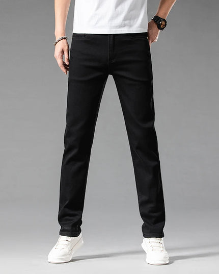 Men's Classic Stretch Straight Trousers - 98% Cotton Comfort Fit