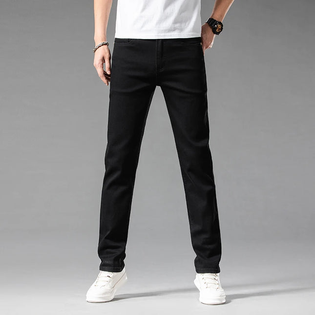 Men's Classic Stretch Straight Trousers - 98% Cotton Comfort Fit