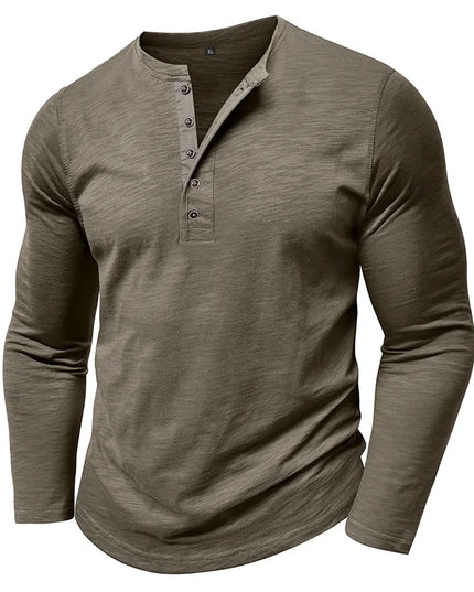 Men's Casual Long Sleeve Henley Slim Shirt