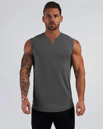 Men's V-Neck Cotton Tank Tops - Breathable & Comfortable