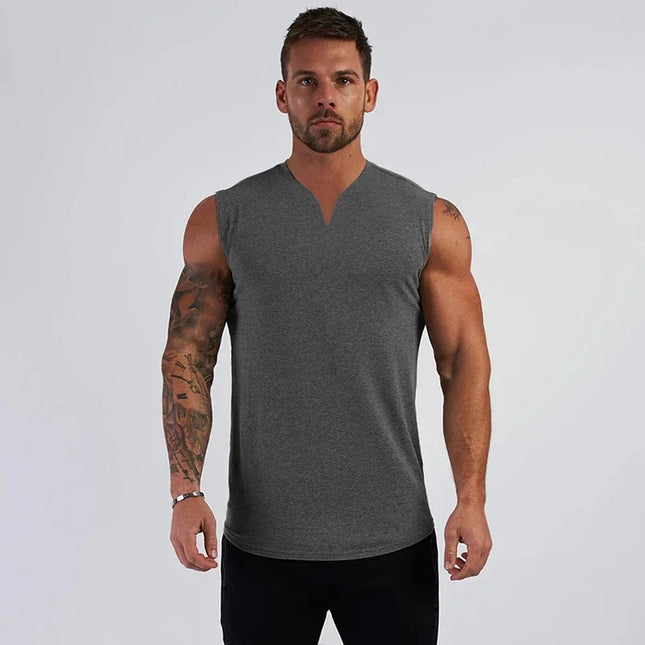 Men's V-Neck Cotton Tank Tops - Breathable & Comfortable