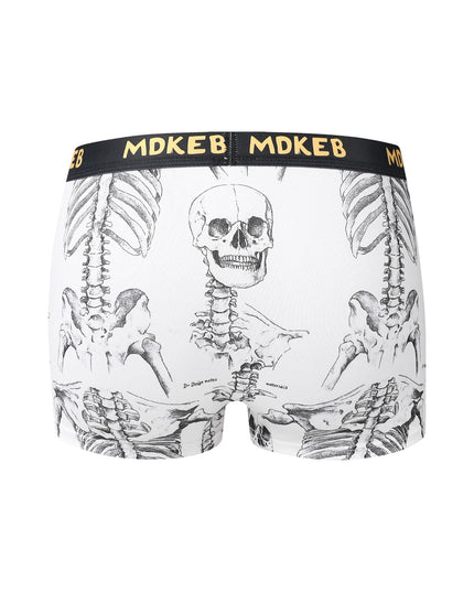 5-Pack Men’s Mixed-Print Boxer Briefs with Popular Skull Designs, Mid-Rise Waist, Lightweight Stretch Fabric