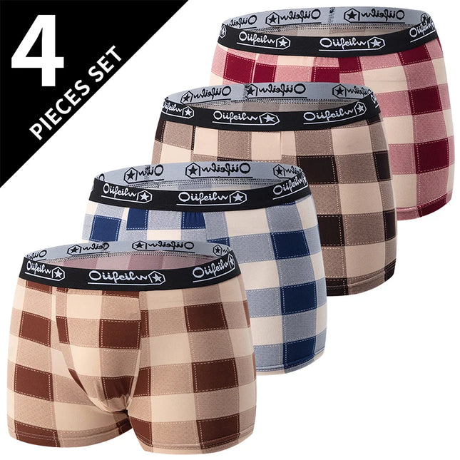 4-Pack Men's Comfortable Elastic Waist Trunks