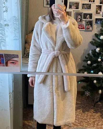 Women's Luxury Long Faux Fur Coat with Loose Lapel - Various Colors