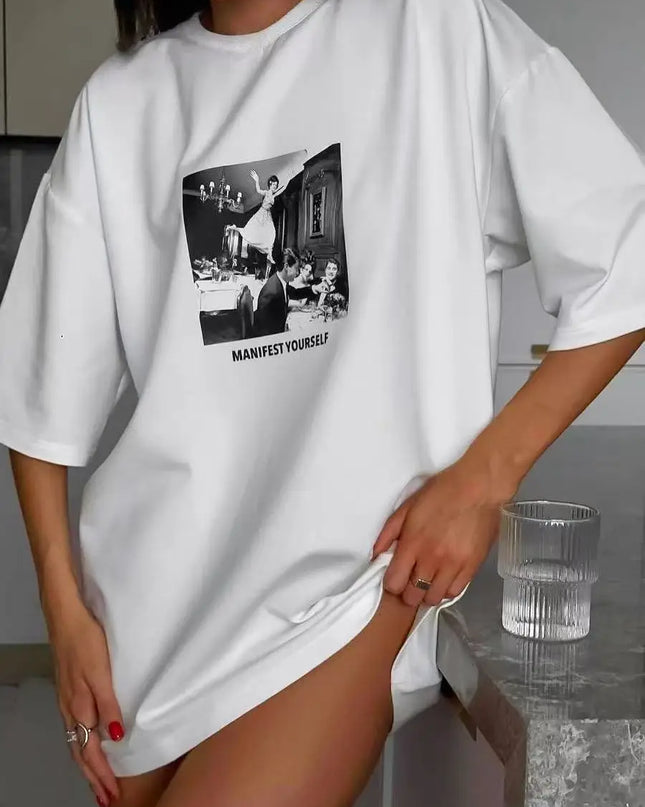 Women's Cotton Graphic Printed T-Shirt - Stylish Casual Tee for Women
