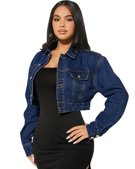 High-Waisted Cropped Jacket for Women - Slim Fit