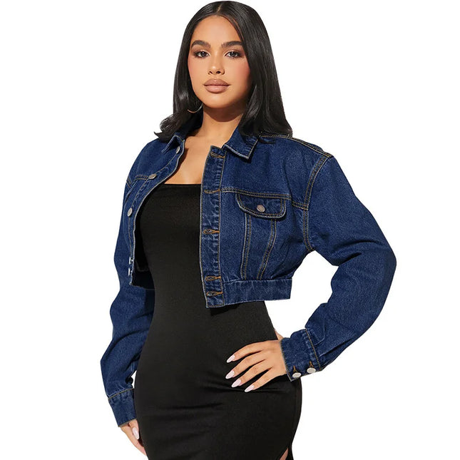 High-Waisted Cropped Jacket for Women - Slim Fit