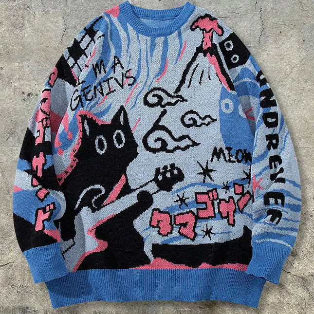 Men's Retro Long-Sleeve Knitted Sweater - Stylish Vintage Men's Knitwear
