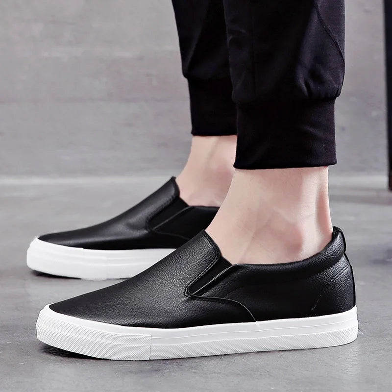 Men's Faux Leather Slip-On Sneakers