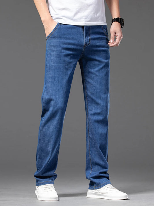 Men's Slim Fit Straight Leg Jeans - Classic Casual Denim Pants for Men