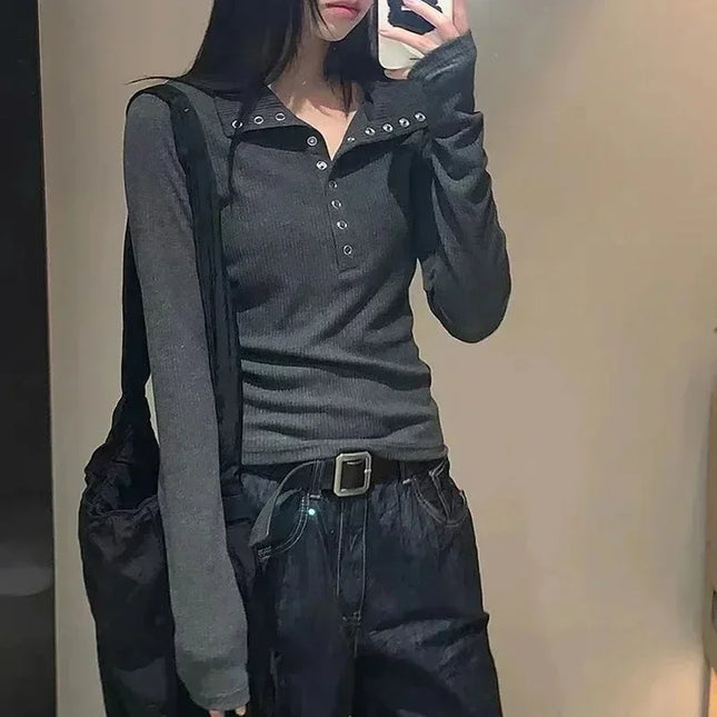 Women's Slim Fit Button-Up Long Sleeve Knit Sweater