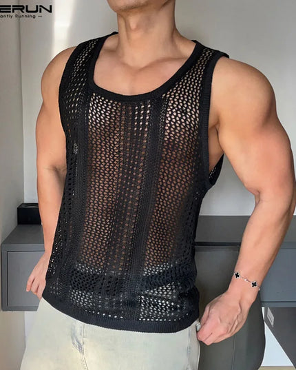Incerun Men's Mesh Transparent Tank Top
