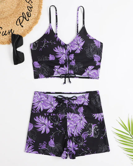 High-Waisted Floral Push-Up Bikini for Women