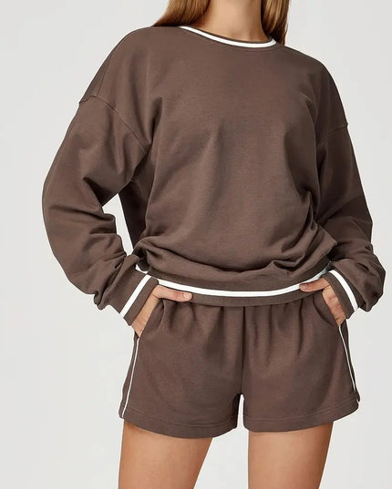 Women's Two-Piece Sweater and Sweatpants/Shorts Set
