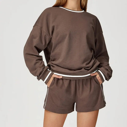 Women's Two-Piece Sweater and Sweatpants/Shorts Set