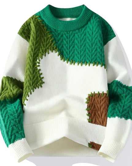 Men's Loose Fit Faux Mink Round Neck Sweater