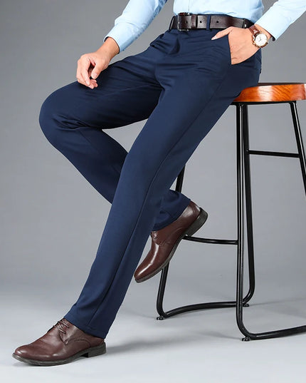 Men's Stretch Business Suit Pants - Straight-Leg Design for Comfort and Style