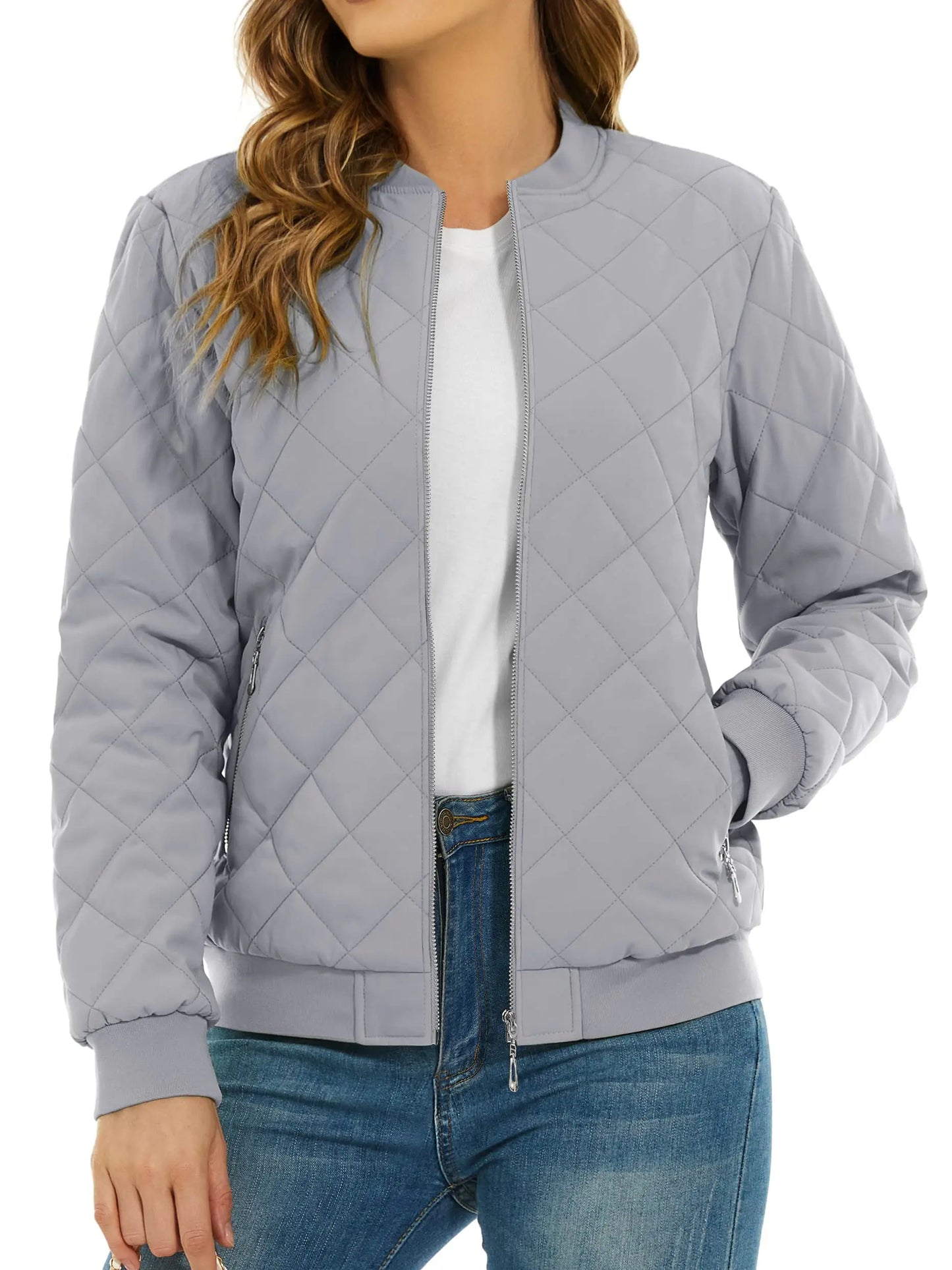 TACVASEN Women's Padded Warm Jacket – Diamond Quilted Zip-Up Winter Coat