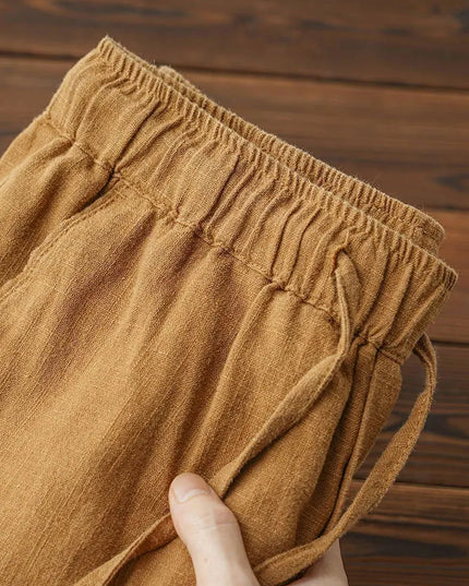 Men's Casual Lightweight Cotton Linen Wide Leg Pants